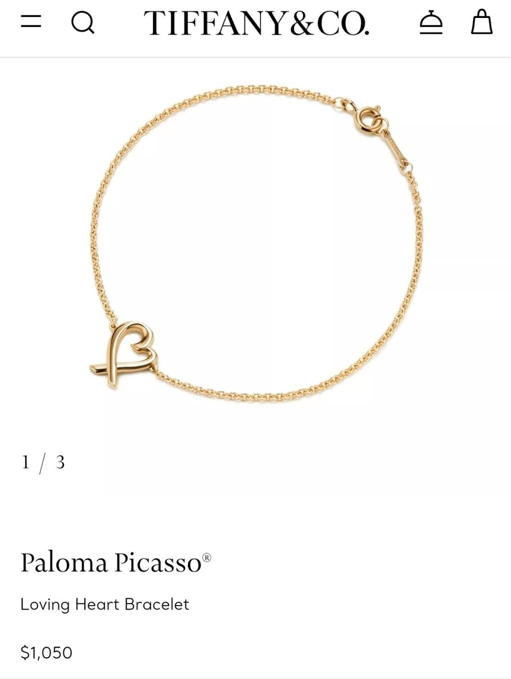 Tiffany & Co. Paloma Picasso 18k Yellow Gold Loving Heart Bracelet - Picture 5 of 6
